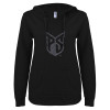 Thumbnail image for  ENZA Womens Black V Notch Raw Edge Fleece Hoodie