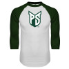 Thumbnail image for  White/Dark Green Raglan Baseball T Shirt