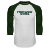 Thumbnail image for  White/Dark Green Raglan Baseball T Shirt