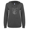 Thumbnail image for  ENZA Womens Dark Heather V Notch Raw Edge Fleece Hoodie