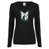 Thumbnail image for  Womens Black Long Sleeve V Neck Tee 