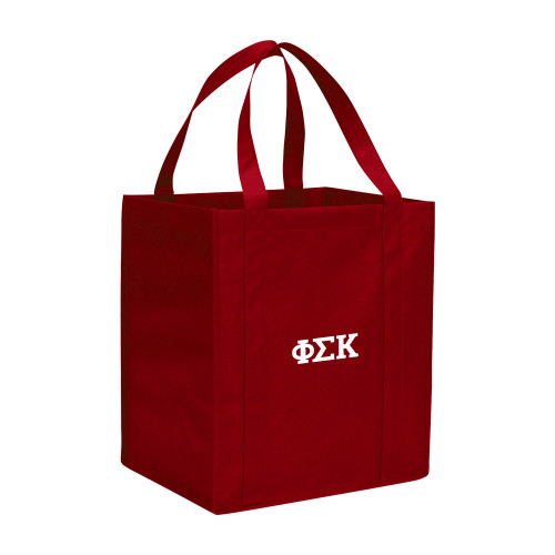  Non Woven Red Grocery Tote - Greek Letters