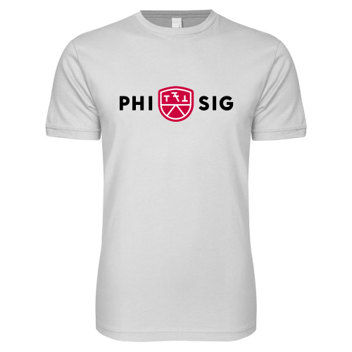 Next Level White SoftStyle T Shirt - Phi Sig Wordmark