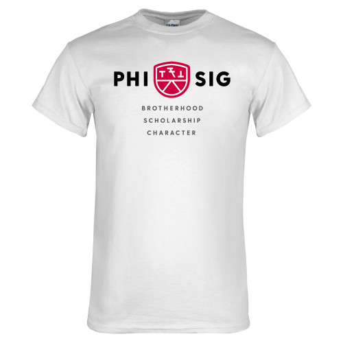 White T Shirt-Phi Sig Stacked