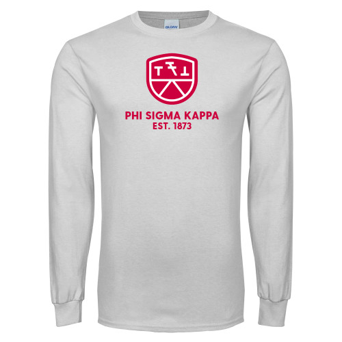 White Long Sleeve T Shirt-Stacked Established