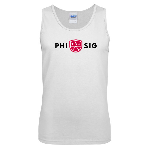 White Tank Top-Phi Sig Wordmark