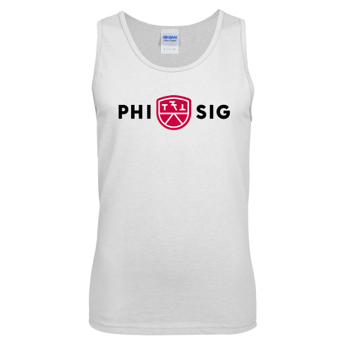 White Tank Top-Phi Sig Wordmark