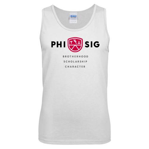 White Tank Top-Phi Sig Stacked