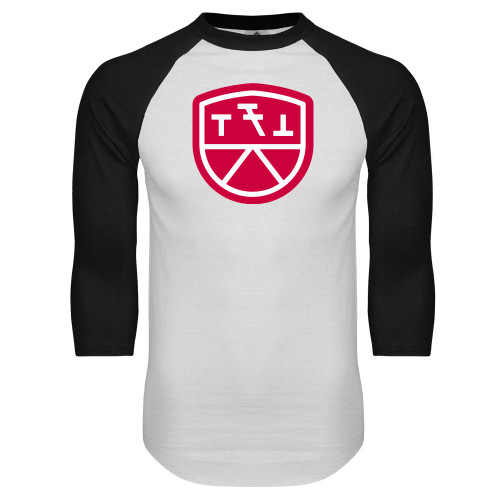  White/Black Raglan Baseball T Shirt - Primary Mark