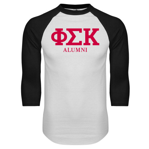 White/Black Raglan Baseball T Shirt - Alumni