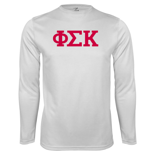 White Performance Long Sleeve Shirt-Greek Letters