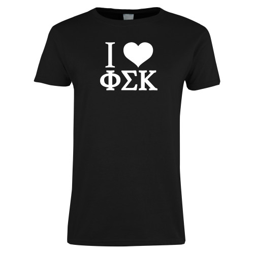 Womens Black Short Sleeve Tee-I Love Phi Sig