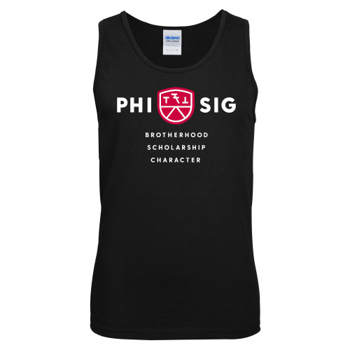 Black Tank Top-Phi Sig Stacked