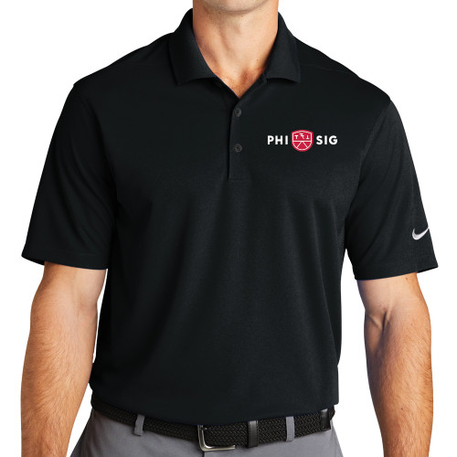 Nike Black Dri Fit Micro Pique 2.0 Polo-Phi Sig Wordmark