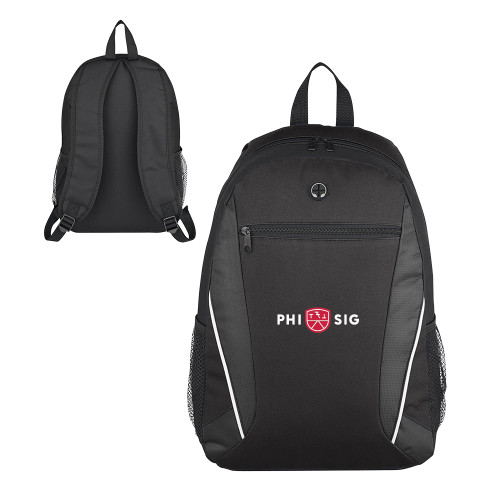 Homerun Black Computer Backpack-Phi Sig Wordmark