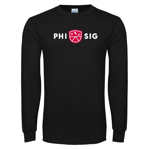 Black Long Sleeve T Shirt-Phi Sig Wordmark