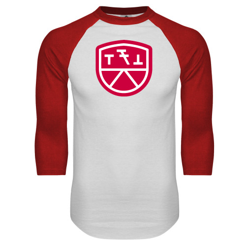 White/Red Raglan Baseball T Shirt-Primary Mark