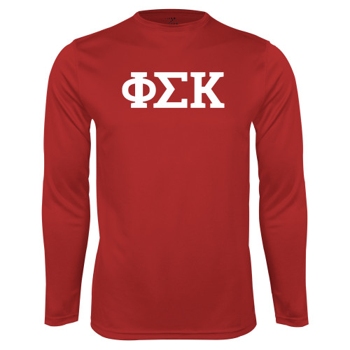 Red Performance Long Sleeve Shirt-Greek Letters