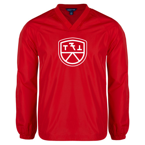 Red V Neck Raglan Windshirt-Primary Mark