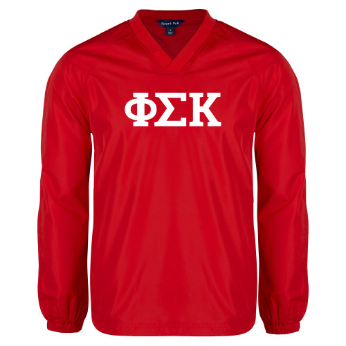 Red V Neck Raglan Windshirt-Greek Letters