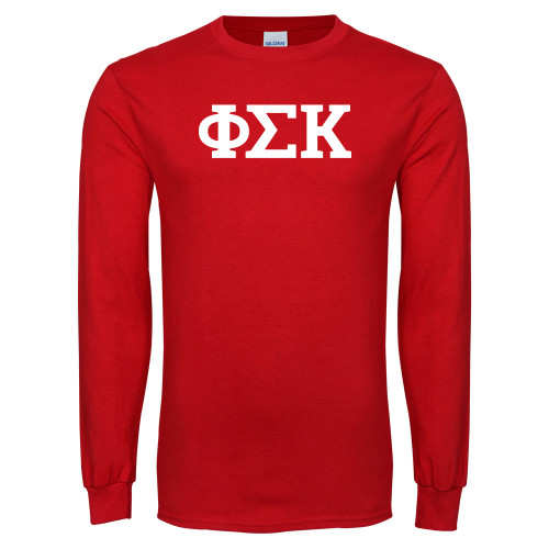Red Long Sleeve T Shirt-Greek Letters