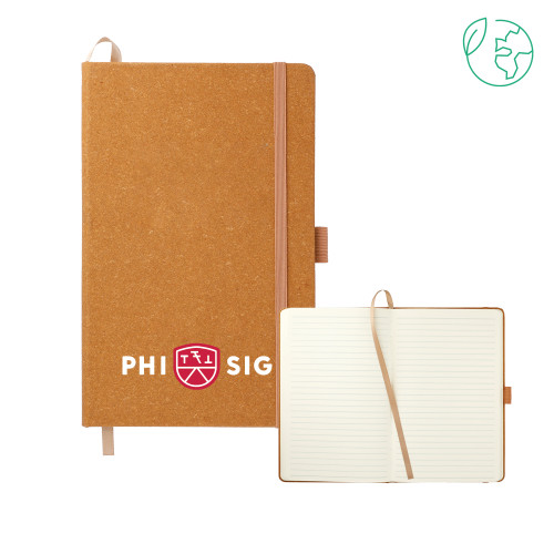 5.5 x 8.5 Natural FSC Mix Recycled Leather Bound Journal-Phi Sig Wordmark