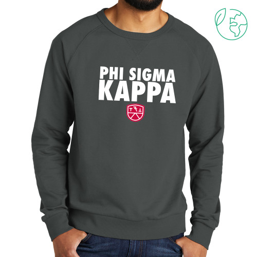 Allmade Dark Grey Organic French Terry Crewneck Sweatshirt-Stacked Phi Sigma Kappa