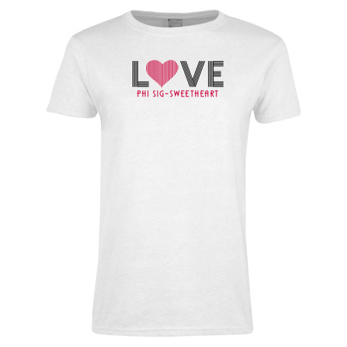 Womens White Short Sleeve Tee-Phi Sig Sweetheart