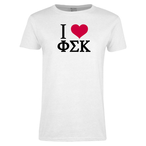 Womens White Short Sleeve Tee-I Love Phi Sig