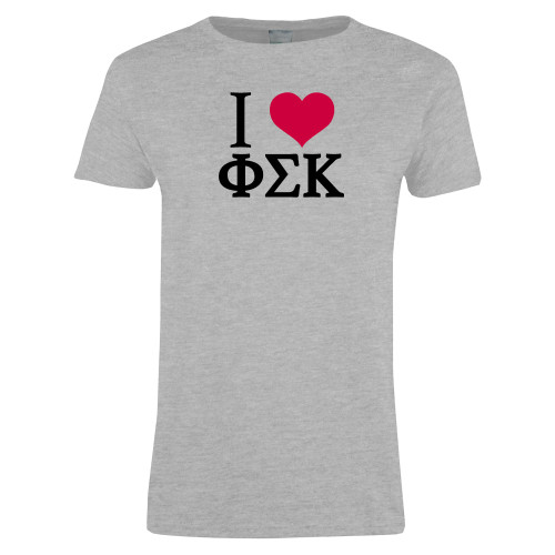 Womens Grey Short Sleeve Tee-I Love Phi Sig