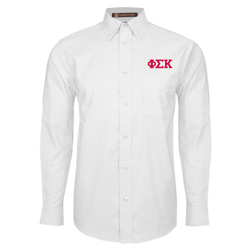 White Oxford Long Sleeve Shirt-Greek Letters