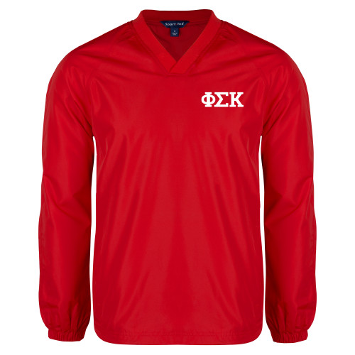 Red V Neck Raglan Windshirt-Greek Letters