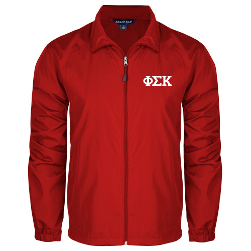 Red Full Zip Wind Jacket-Greek Letters