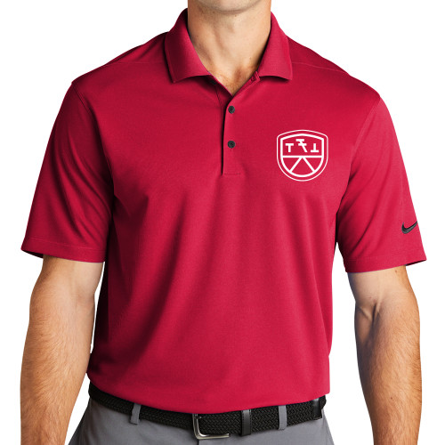 Nike Red Dri Fit Micro Pique 2.0 Polo-Primary Mark