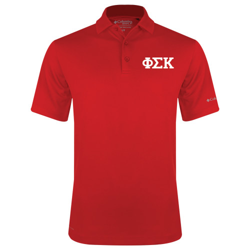Columbia Red Omni Wick Drive Polo-Greek Letters