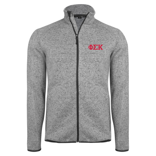 Grey Heather Sweater Fleece Jacket-Greek Letters