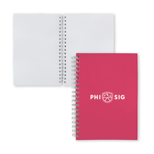 Clear 7 x 10 Spiral Journal Notebook-Phi Sig Wordmark