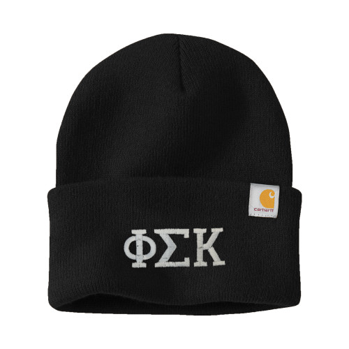 Carhartt Black Knit Beanie w/Cuff-Greek Letters