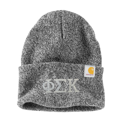 Carhartt Black/White Knit Beanie w/Cuff-Greek Letters