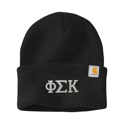 Carhartt Coal Heather Knit Beanie w/Cuff-Greek Letters