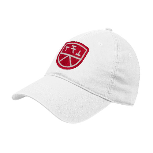 White Unstructured Adjustable Low Profile Hat-Primary Mark