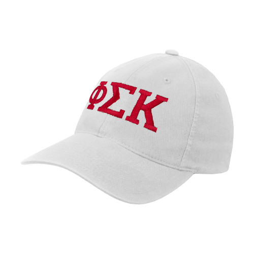 White Flexfit Structured Low Profile Hat-Greek Letters