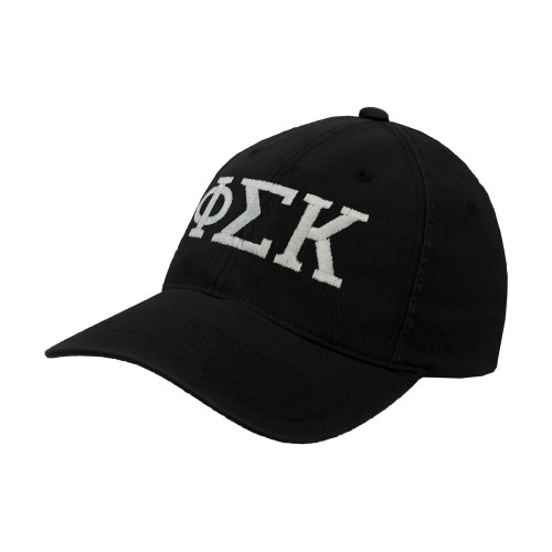 Black Flexfit Structured Low Profile Hat-Greek Letters