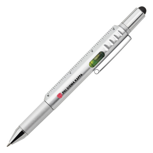  6 in 1 Silver Ballpoint Pen - Phi Sigma Kappa