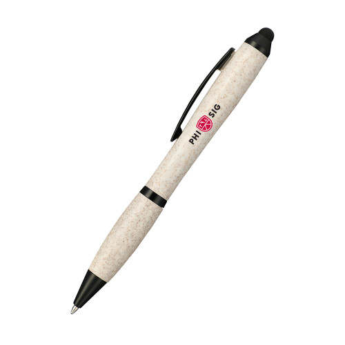  Nash Wheat Straw Ballpoint Beige Stylus Pen - Phi Sig Wordmark