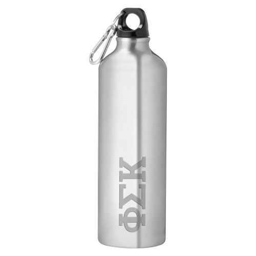 Venture Aluminum Silver Bike Bottle 26oz-Greek Letters  Engraved