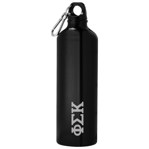 Venture Aluminum Black Bike Bottle 26oz-Greek Letters  Engraved