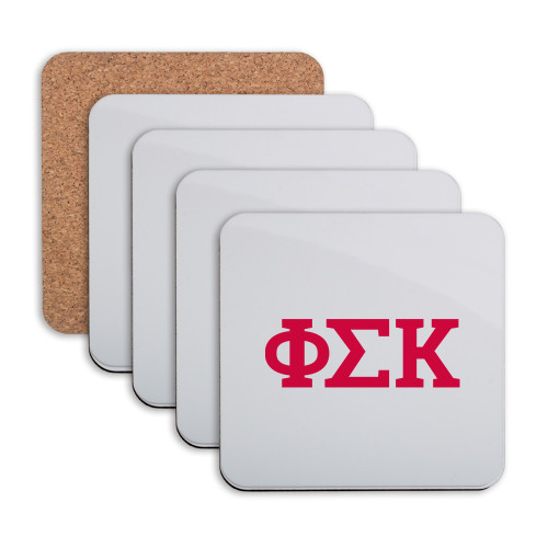 Hardboard Coaster w/Cork Backing 4/set-Greek Letters