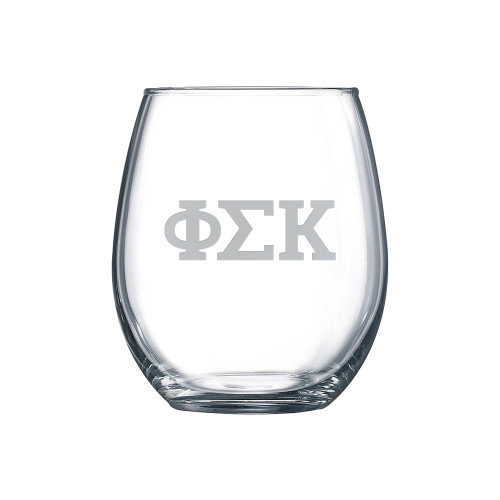 Libbey Stemless Glass 17oz-Greek Letters  Engraved