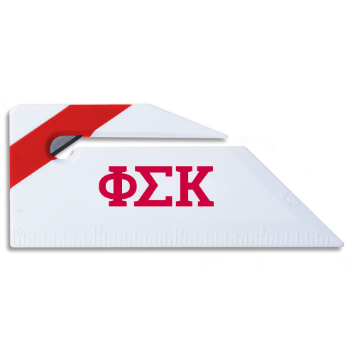  Angled Red Stripe Letter Opener - Greek Letters